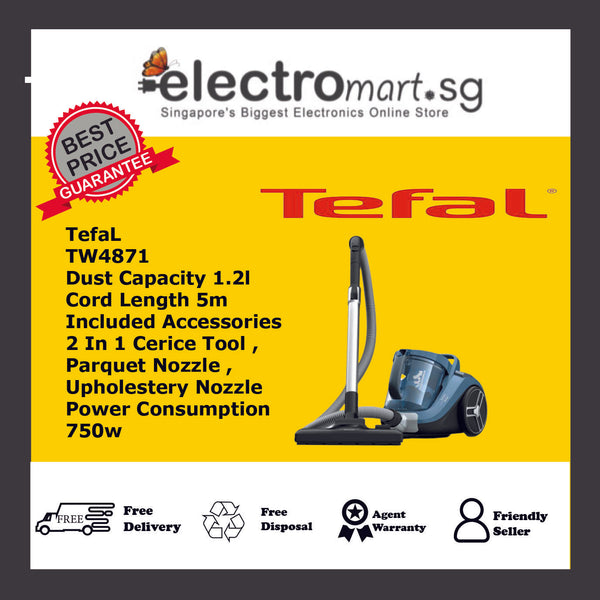 TEFAL TW4871 VACUUM CLEANER COMPACT POWER XXL BAGLESS