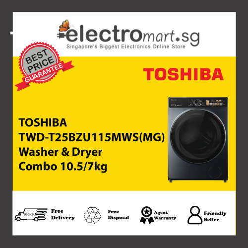 TOSHIBA TWD-T25BZU115MWS(MG) Washer & Dryer Combo 10.5/7kg