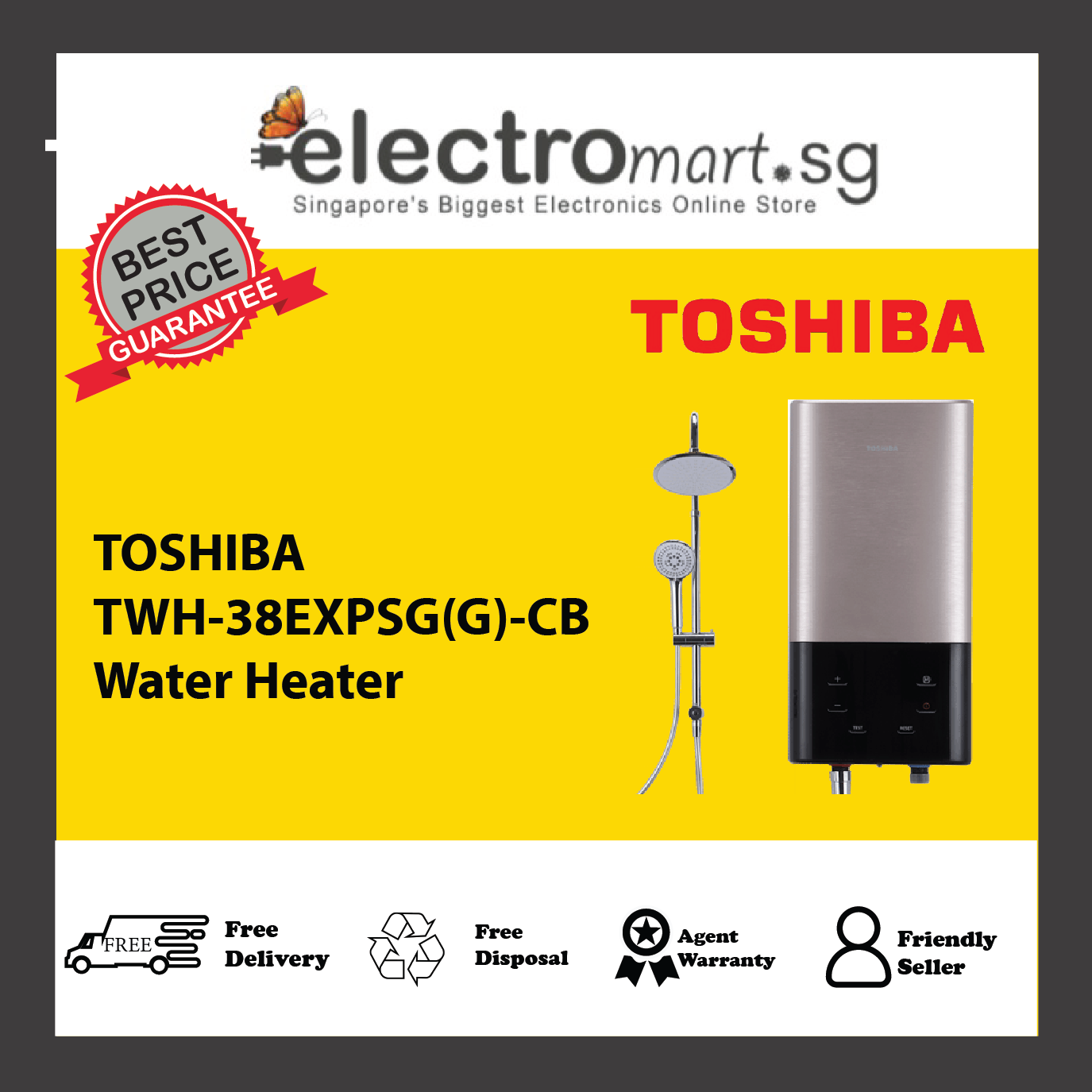 TOSHIBA TWH-38EXPSG(G)-CB Instant Electric Water Heater (With Pump