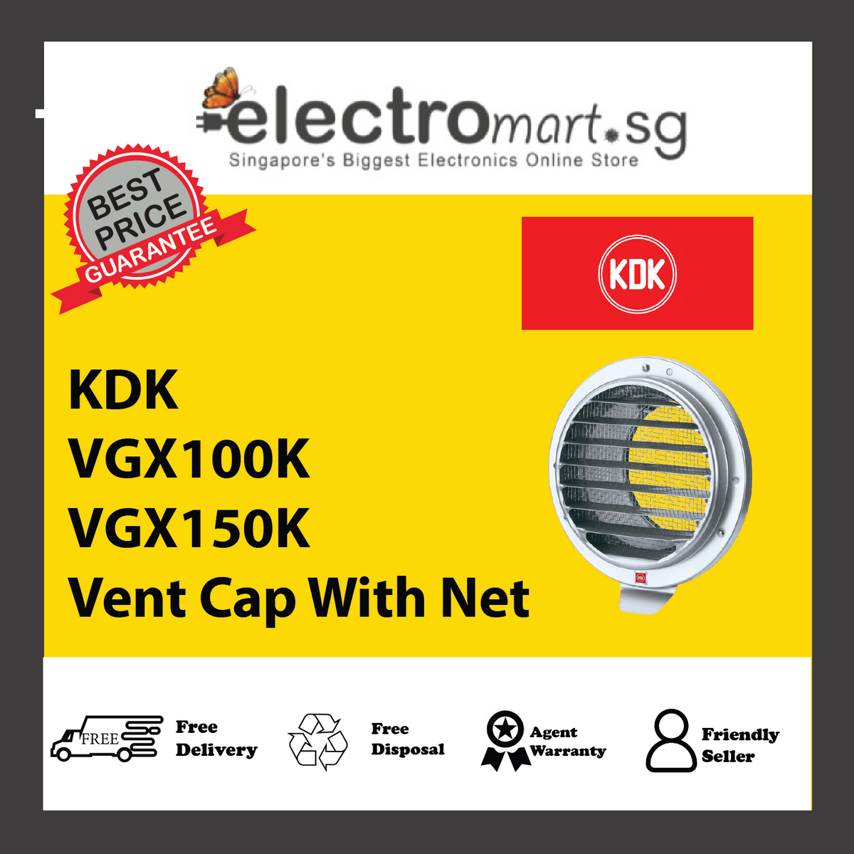 KDK VGX100K/VGX150K Vent Cap With Net