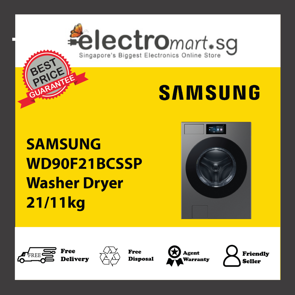 SAMSUNG WD90F21BCSSP Washer Dryer 21/11kg
