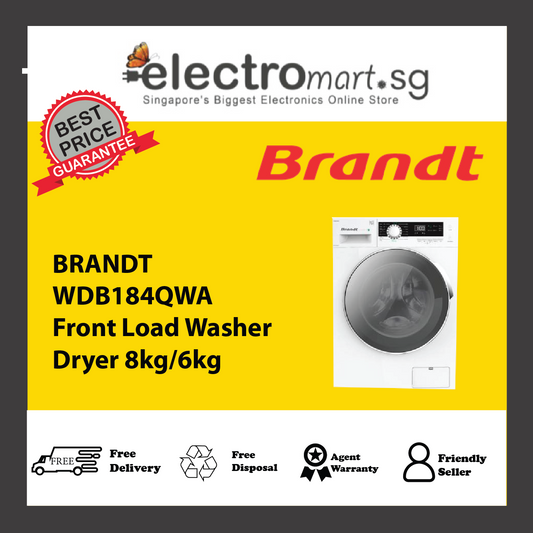 BRANDT WDB184QWA Front Load Washer Dryer 8kg/6kg