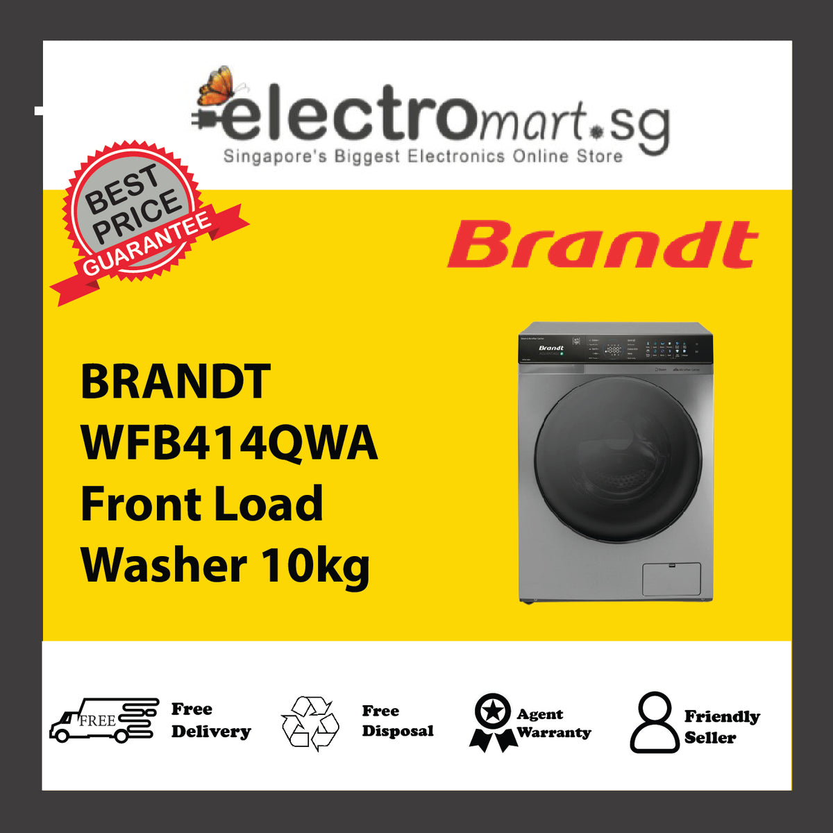 BRANDT WFB414QWA Front Load Washer 10kg