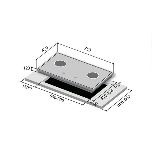 RINNAI RB-7303S-GBSM 3 Burner Built-In Hob