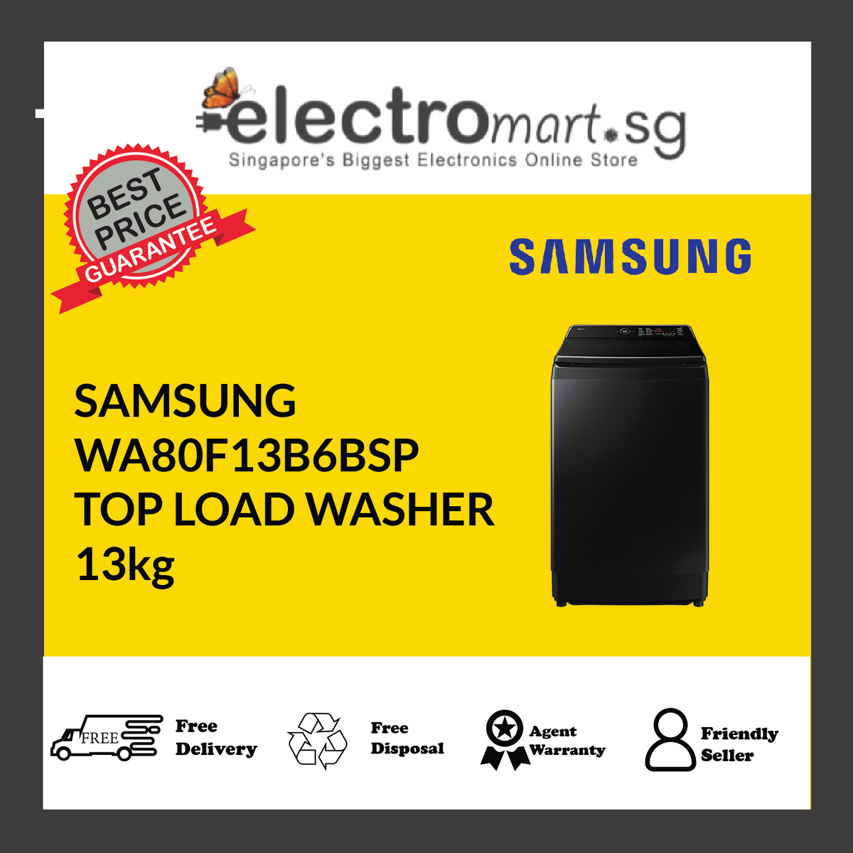 Samsung WA80F13B6BSP Top Load Washer