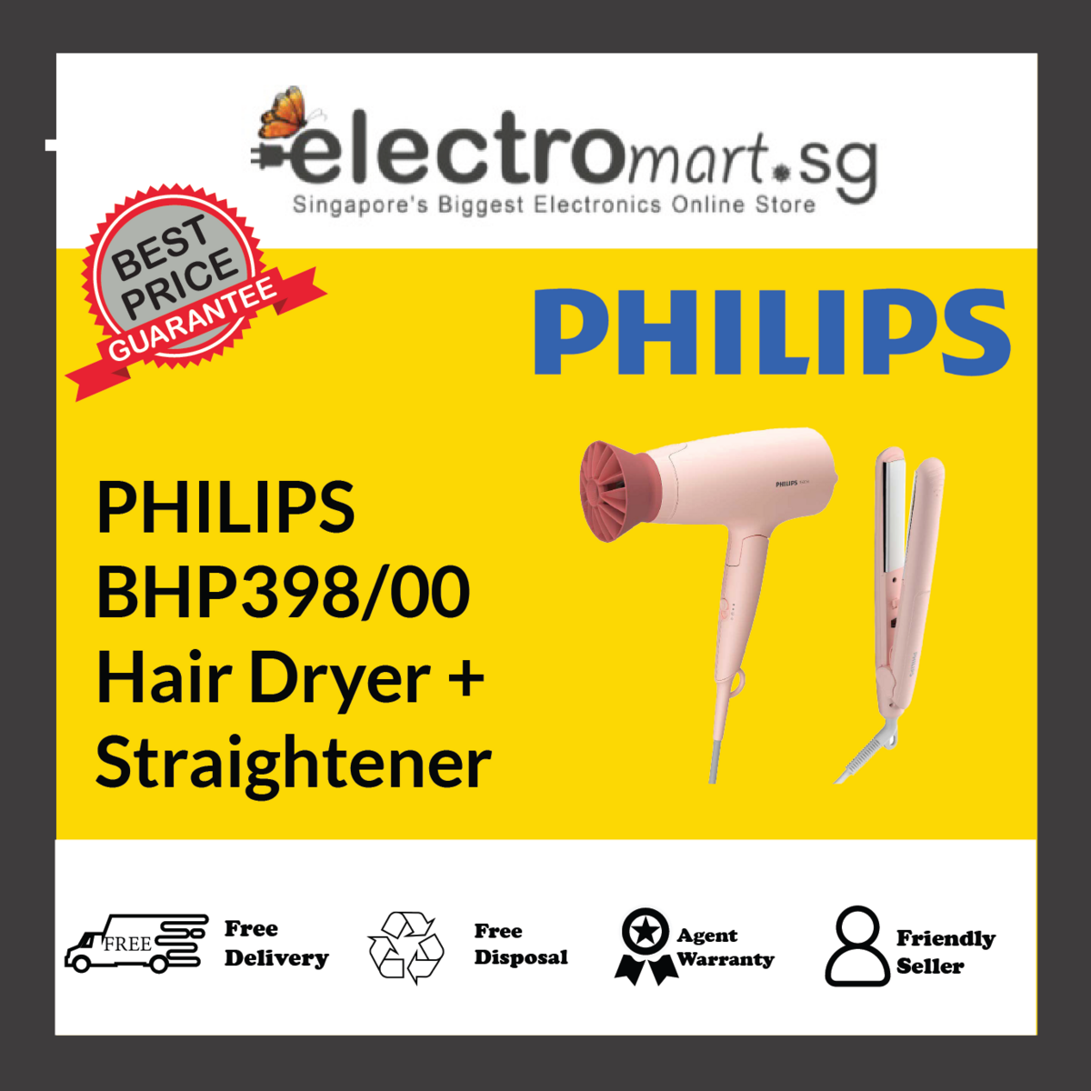 PHILIPS BHP398/00 Hair Dryer + Straightener