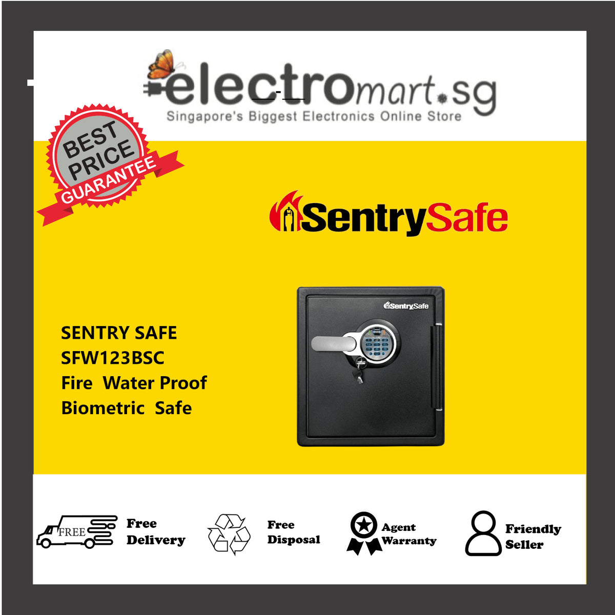 DURO SFW123BSC SentrySafe Fire Water Proof Biometric Safe