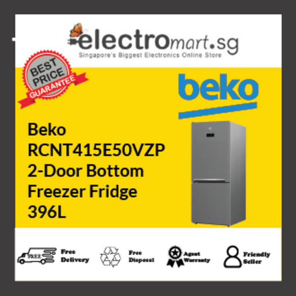 Beko RCNT415E50VZP 2-Door Bottom  Freezer Fridge 396L
