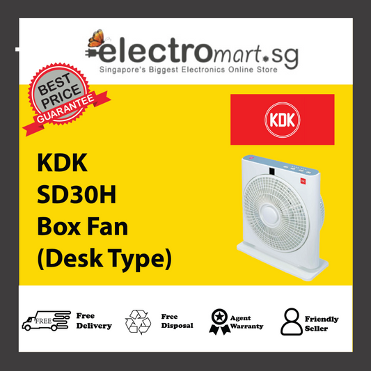 KDK SD30H 3-speed Box Fan with Remote Control (30cm/12”)