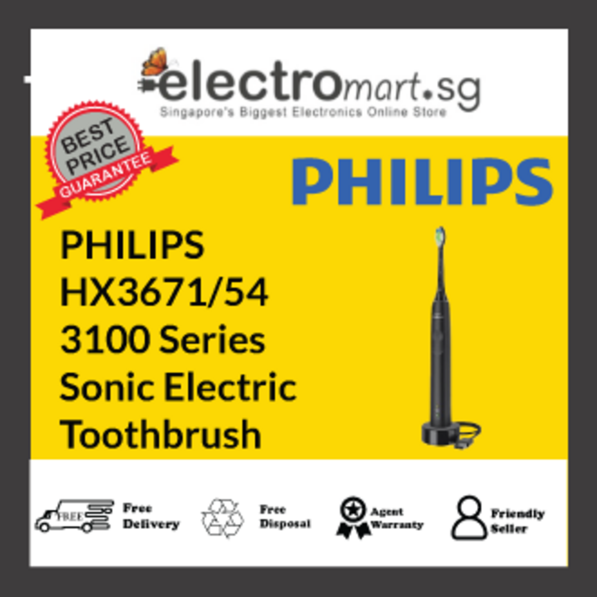 PHILIPS HX3671/54 3100 Series Sonic Electric Toothbrush