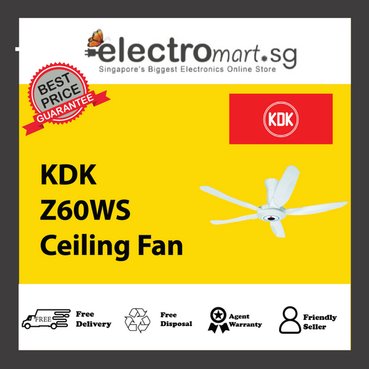 KDK Z60WS 5-Blades Remote Control AC Ceiling Fan (150cm)