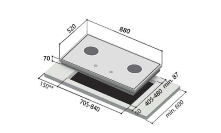 RINNAI RB-92G 2-BURNER BUILT-IN HOB