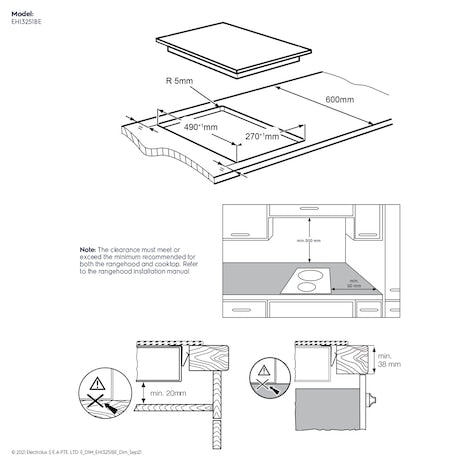 ELECTROLUX EHI3251BE UltimateTaste 500 built-in induction hob with 2 cooking zones 30cm