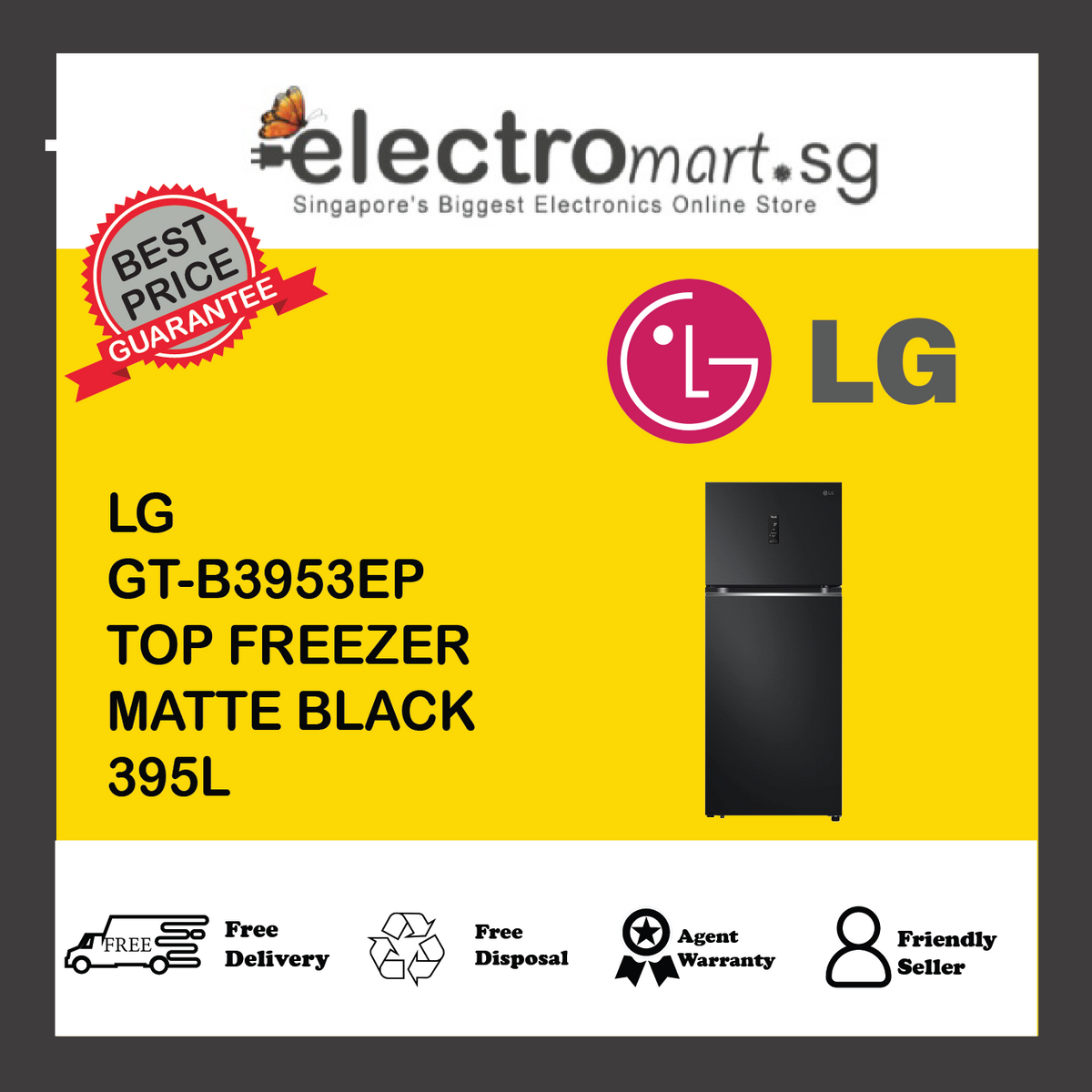LG GT-B3953EP 2-Door Fridge 395L