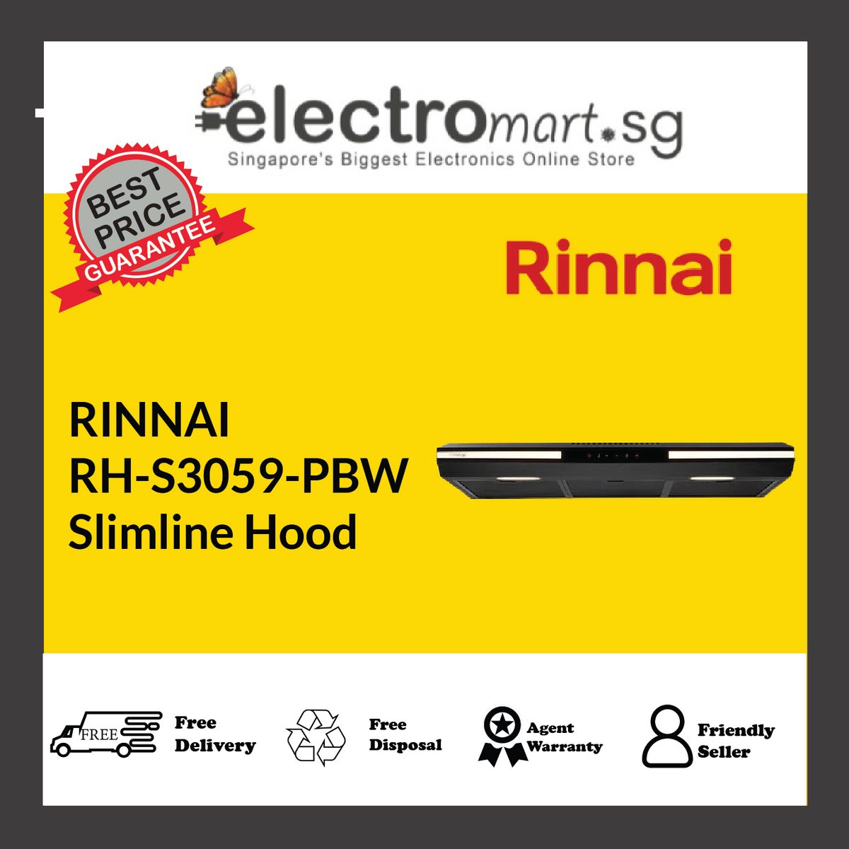 RINNAI RH-S3059-PBW Slimline Hood