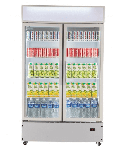 KADEKA KSC-1100W2 Upright Chiller 2-Door Beverage Showcase, 1100L