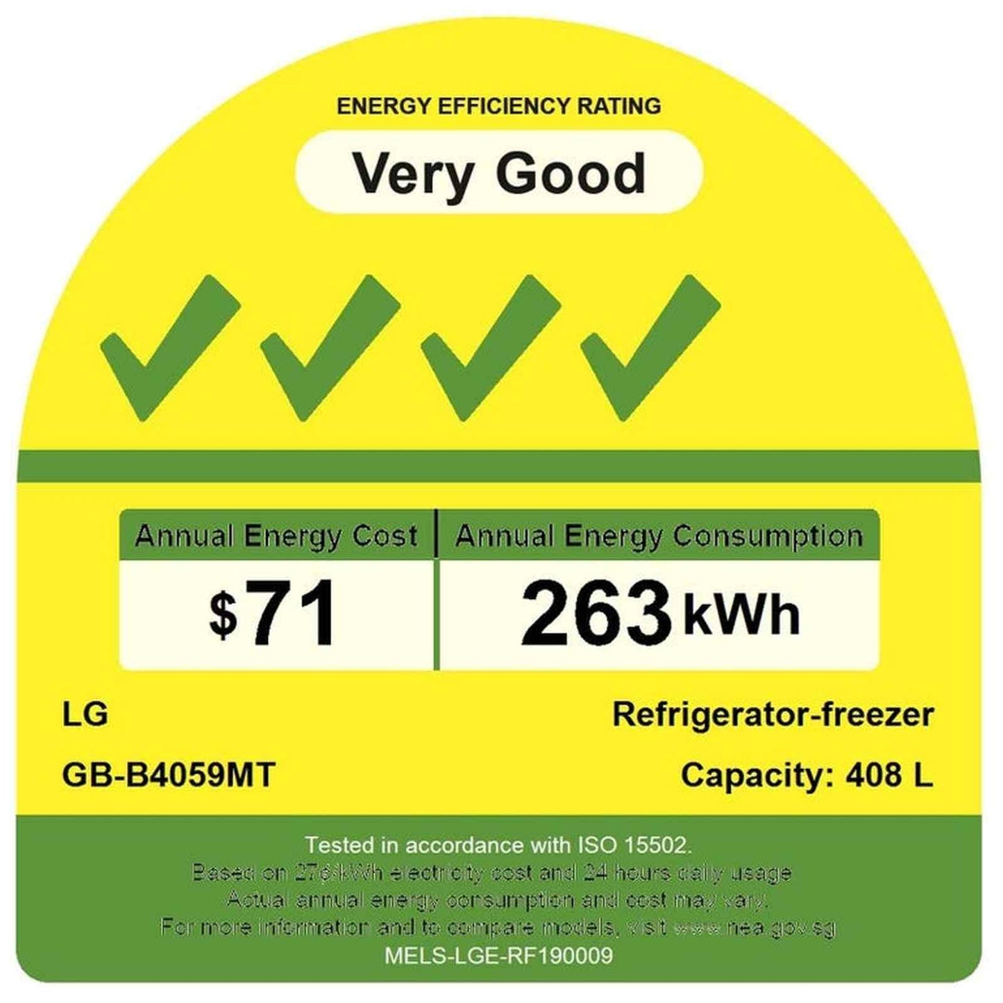 LG GB-B4059MT 2 Door Fridge 408L