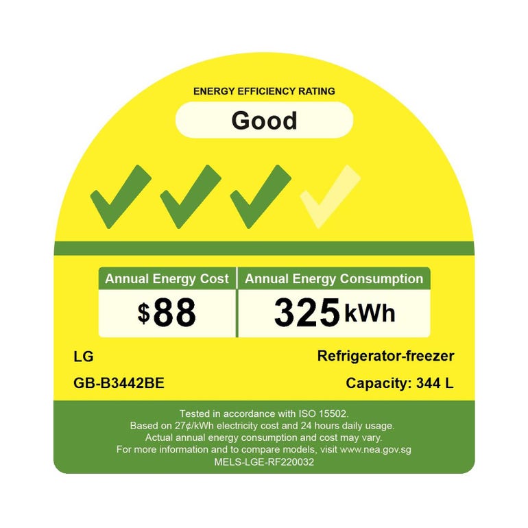 LG GB-B3442BE 2 Door Fridge 344L