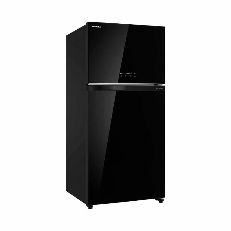 TOSHIBA GR-RT735WE-PGX(XK) Top Mount Freezer Fridge, 548L - Black Glass