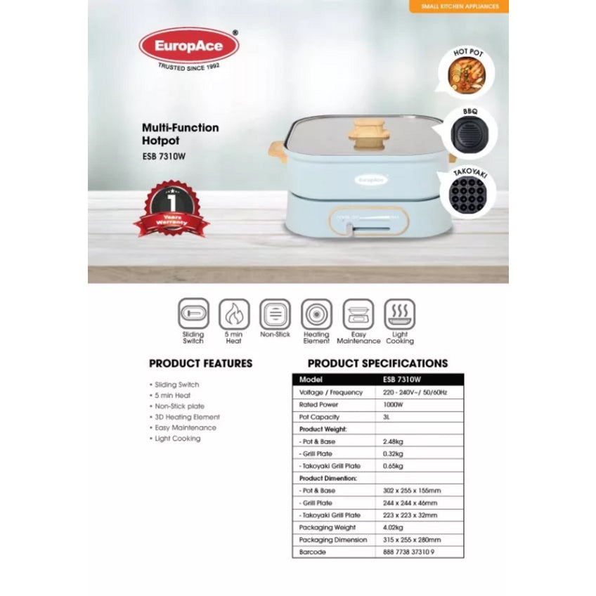 EUROPACE ESB 7310W MULTI-FUNCTION HOTPOT