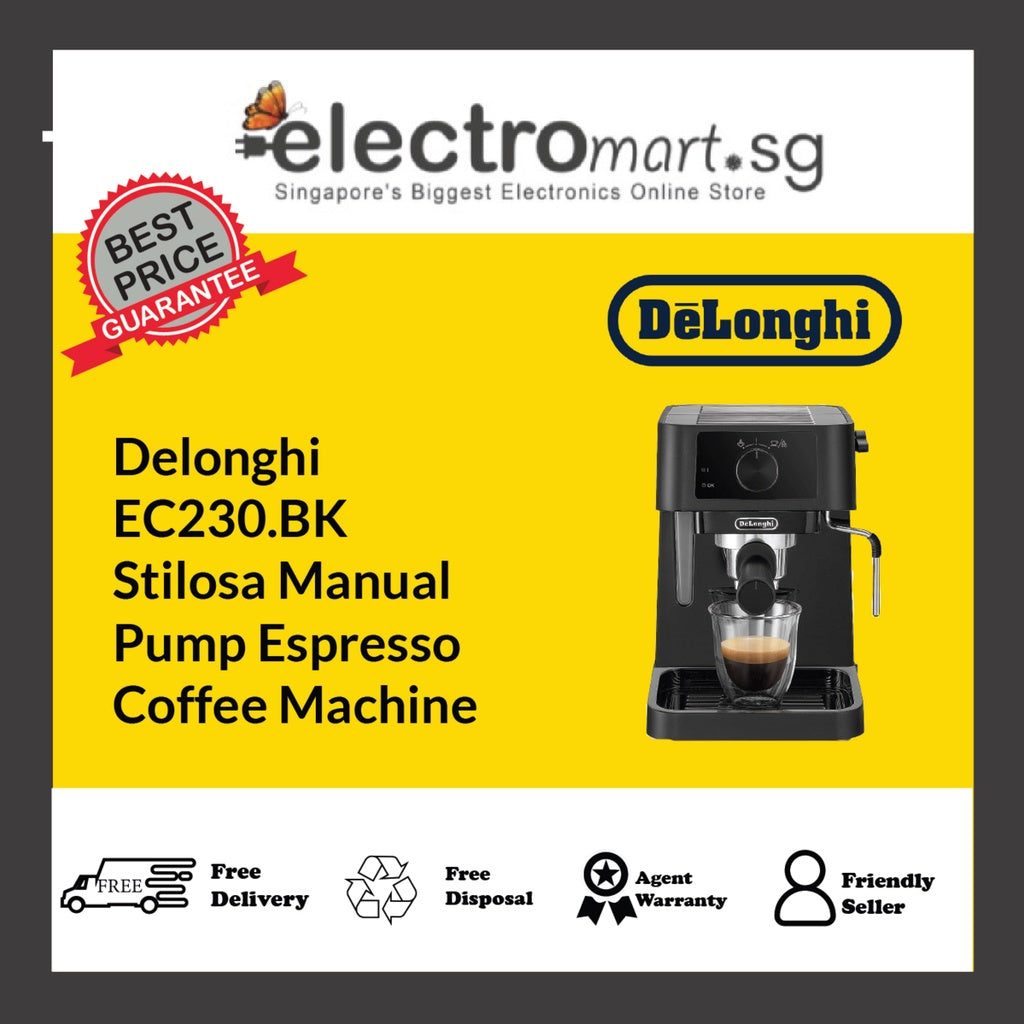Delonghi EC230.BK Stilosa Manual Pump Espresso Coffee Machine