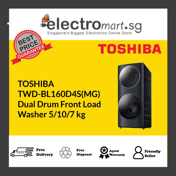 TOSHIBA TWD-BL160D4S(MG) Dual Drum Front Load Washer 5/10/7 kg