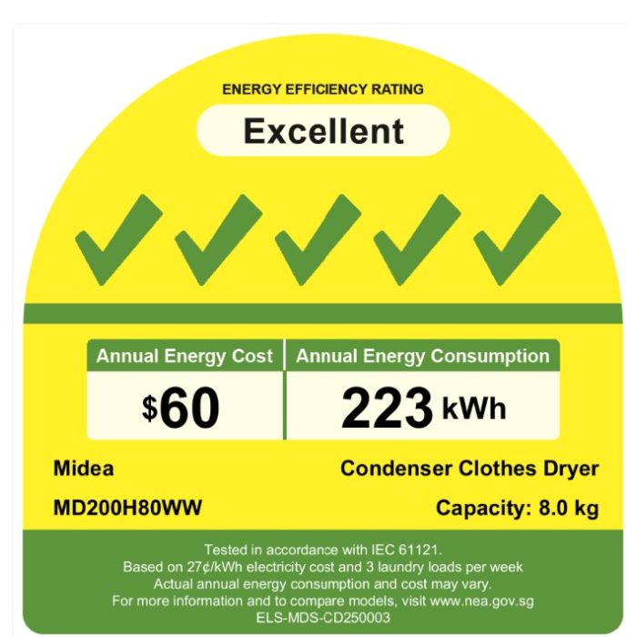 MIDEA MD200H80WW Heat Pump Dryer 8kg