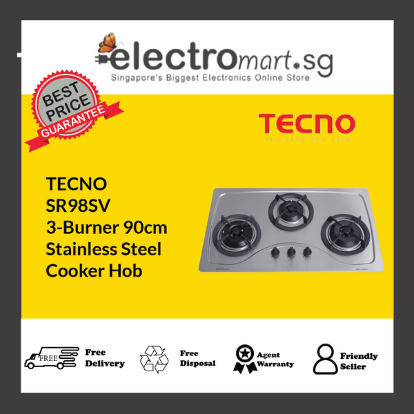 TECNO SR98SV 3-Burner 90cm  Stainless Steel  Cooker Hob