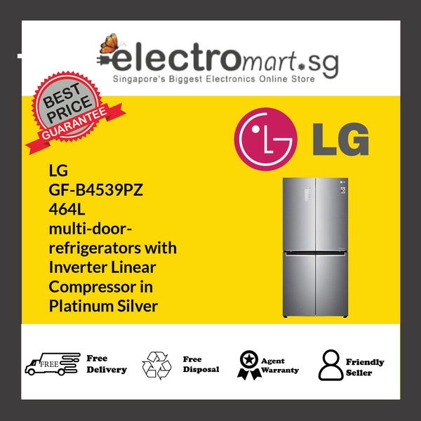 LG  GF-B4539PZ 464L  multi-door- refrigerators with  Inverter Linear  Compressor in  Platinum Silver