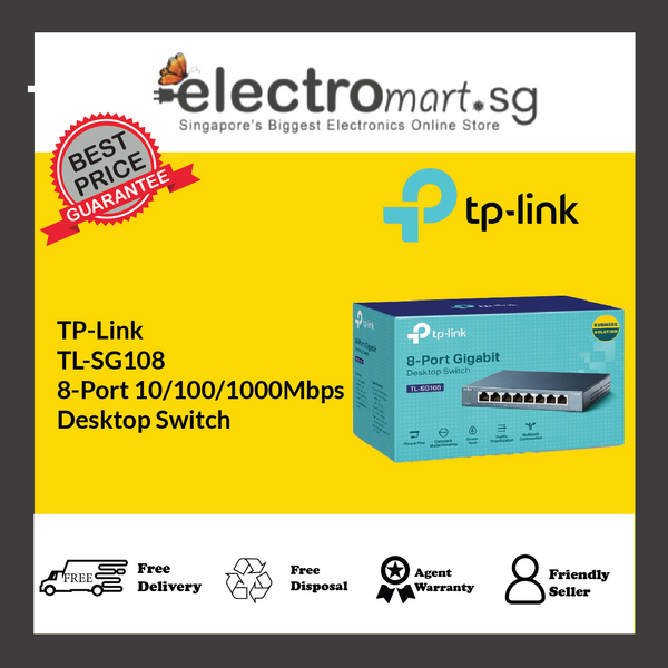 TP-Link TL-SG108 8-Port 10/100/1000Mbps  Desktop Switch