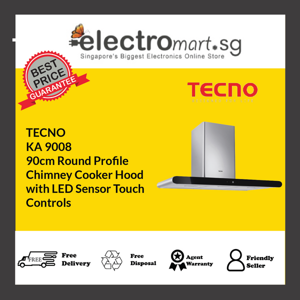 TECNO KA 9008 90cm Round Profile  Chimney Cooker Hood  with LED Sensor Touch  Controls