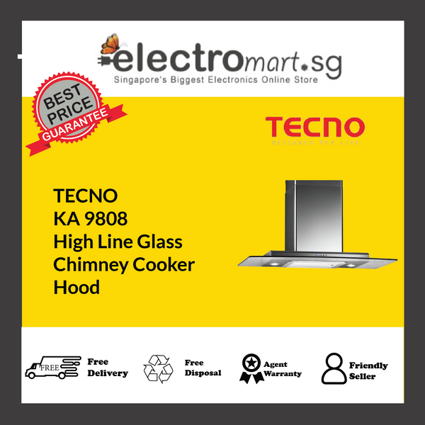 TECNO KA 9808 High Line Glass  Chimney Cooker  Hood