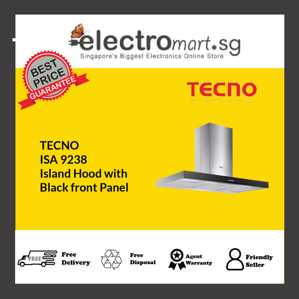 TECNO ISA 9238 Island Hood with  Black front Panel