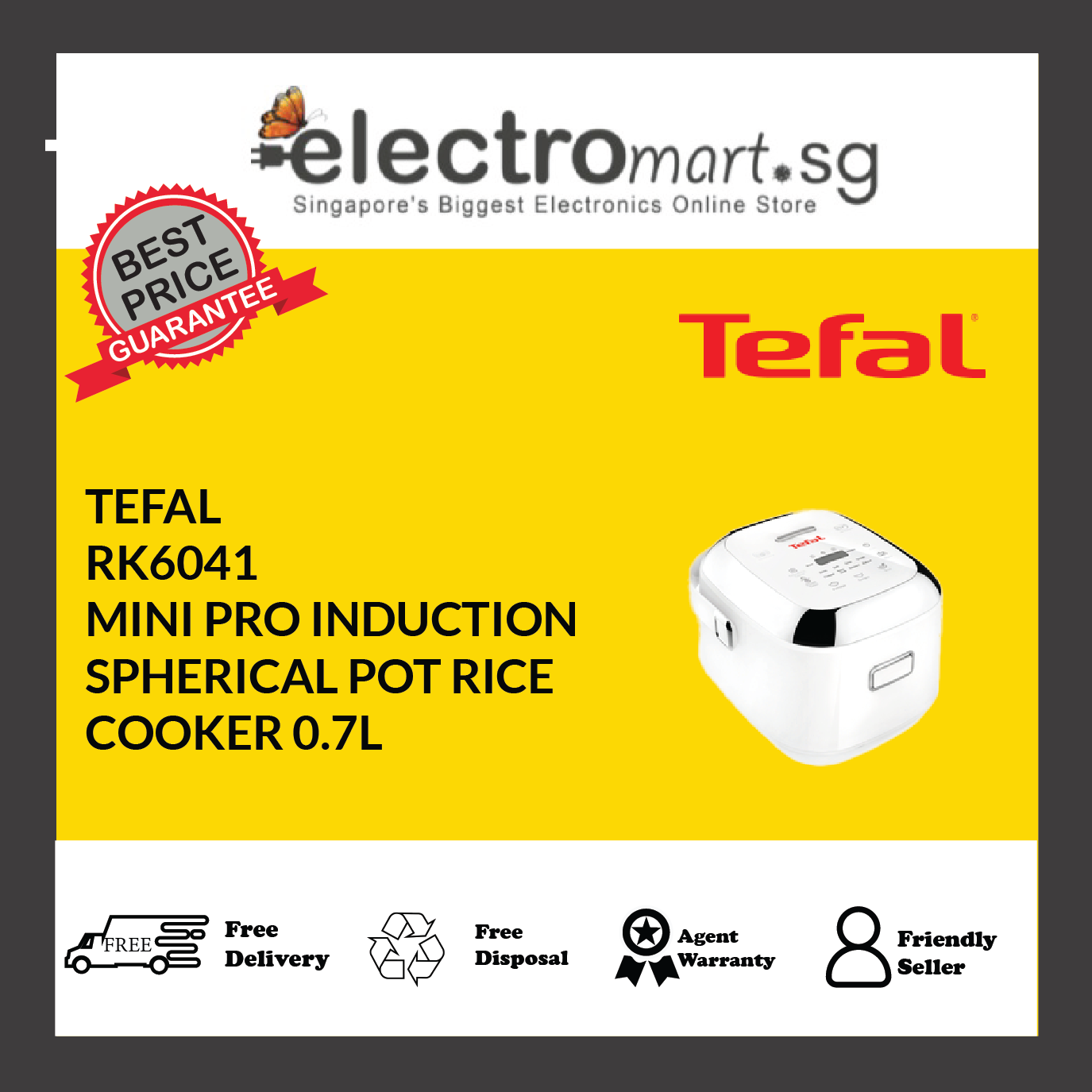 TEFAL RK6041 MINI PRO INDUCTION SPHERICAL POT RICE COOKER 0.7L