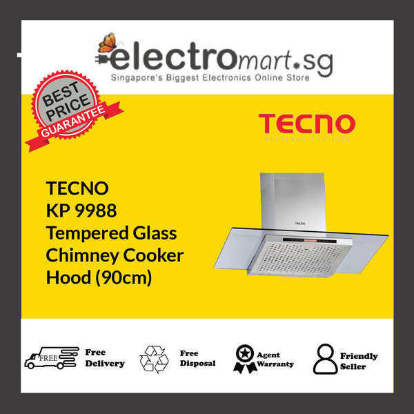 TECNO KP 9988 Tempered Glass  Chimney Cooker  Hood (90cm)