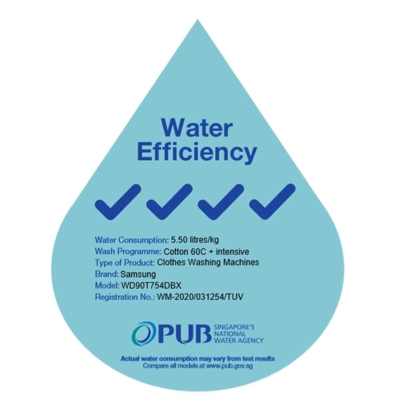 SAMSUNG WD90T754DBX/SP QuickDrive™ Washer Dryer 9Kg 4 Ticks