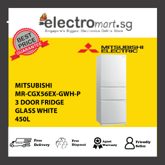 Mitsubishi MR-CGX56EX-GWH-P 450L 3-Door Fridge - White