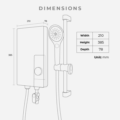 KDK TG3AE1 Instant Water Heater with Iconic Corner Control