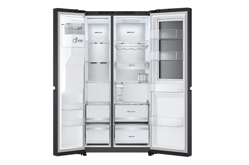 LG GS-L6104EV SIDE BY SIDE FRIDGE, BLACK STEEL- 628L