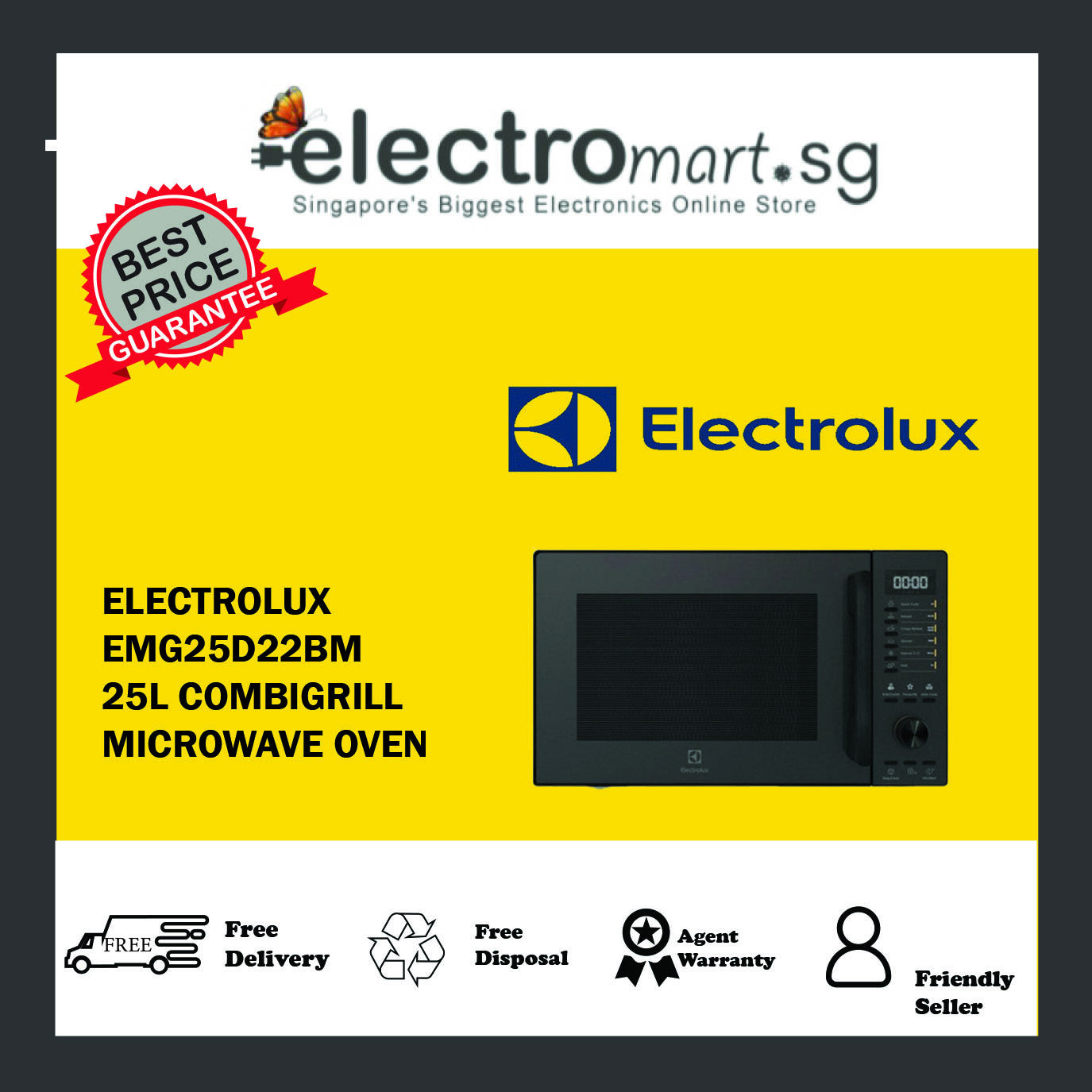 ELECTROLUX EMG25D22BM 25L COMBIGRILL MICROWAVE OVEN