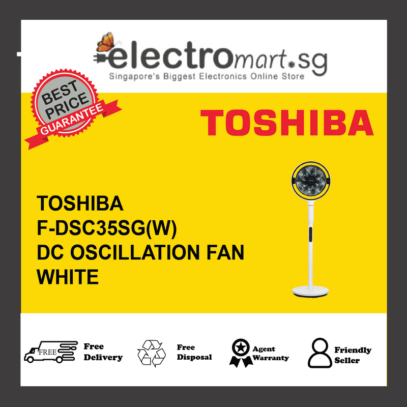 TOSHIBA F-DSC35SG(W)DC Oscillation Fan,  14"  - White