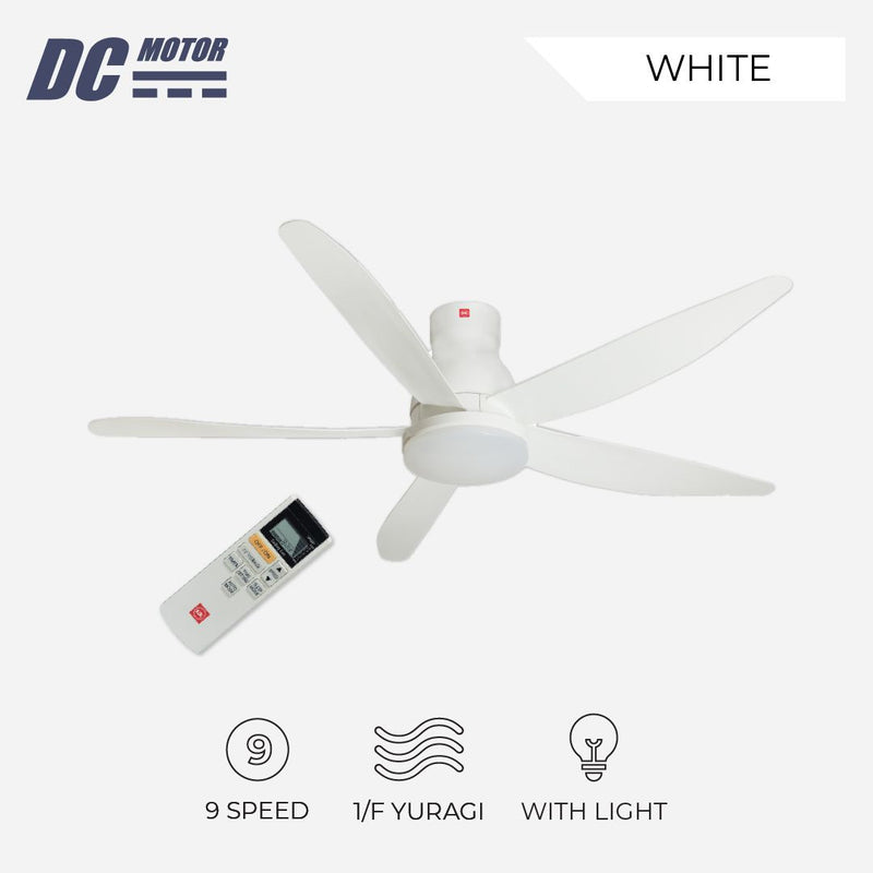 KDK  U60FWL DC Ceiling Fan with Remote and Light, Black