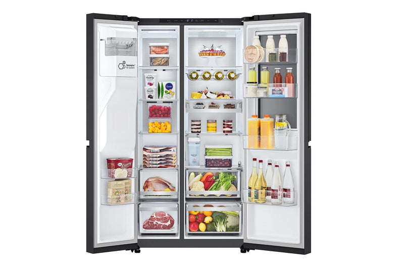 LG GS-L6104EV SIDE BY SIDE FRIDGE, BLACK STEEL- 628L