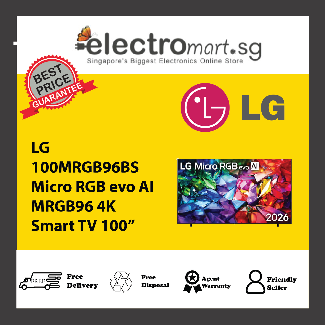 LG 100MRGB96BS Micro RGB evo AI MRGB96 4K Smart TV 100”