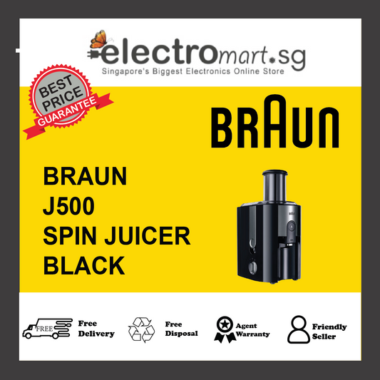 Braun J500 Spin Juicer, 1.25 Litre, 900 Watt, Black