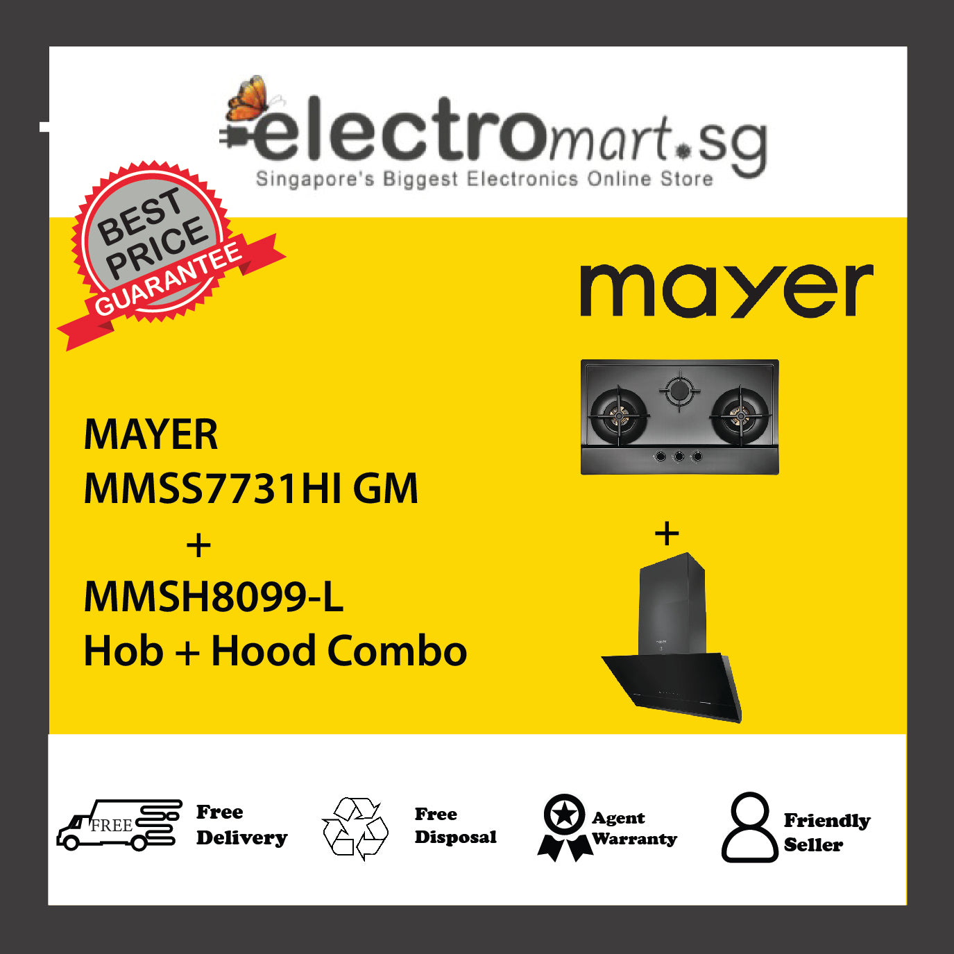 Mayer MMSS7731HI GM  + MMSH8099-L  Hob + Hood Combo