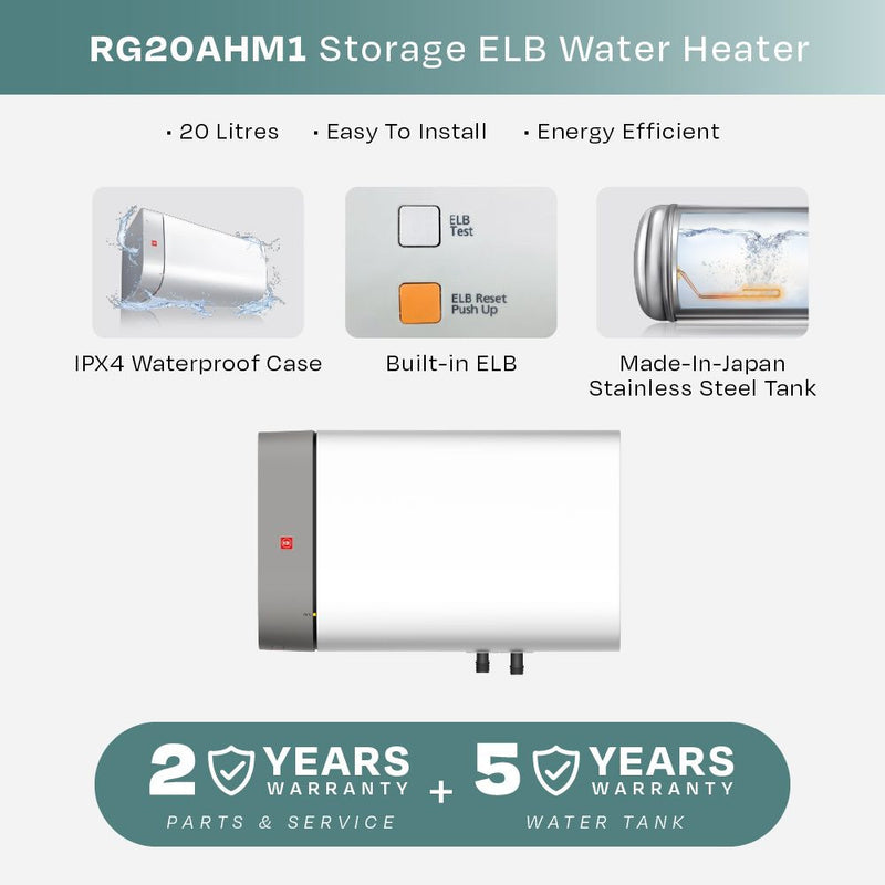 KDK RG20AHM1 Storage Water Heater with Long Lasting Durability Tank, 20L