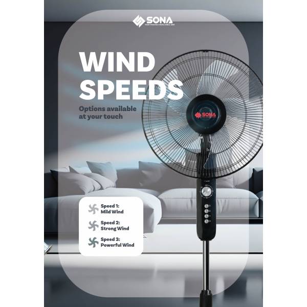 SONA SFS 1157 REMOTE STAND  FAN 16”