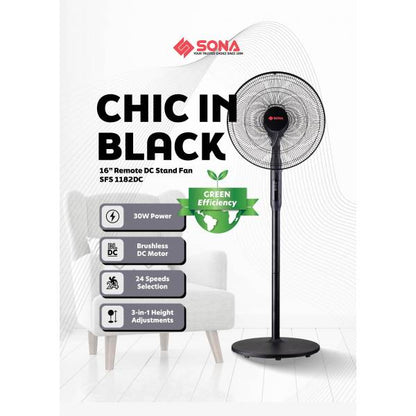 SONA SFS 1182DC 3-In-1 Remote DC Stand Fan 16"