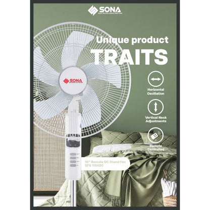SONA SFS 1184DC Remote DC Stand Fan 16”